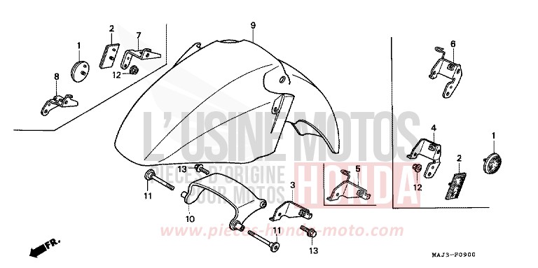 KOTFLUEGEL, VORNE (ST1100/ST1100AS) von Pan-European ABS PEARL ATLANTIS BLUE (B142D) von 1995
